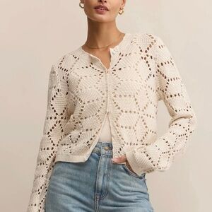 Chic Cream Women's Crochet Cardigan